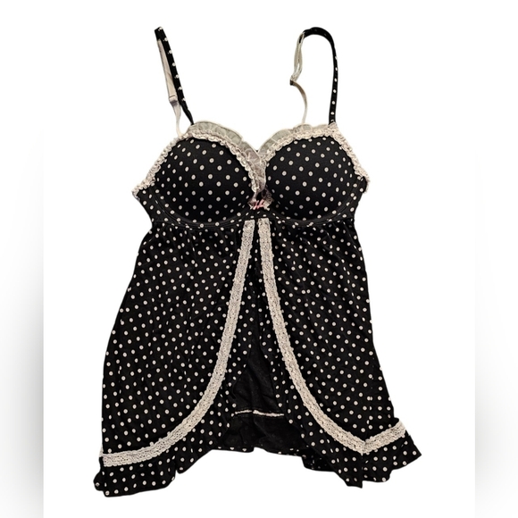 Victoria's Secret Black Corset Bustier NegligeeTop Babydoll Lingerie 34B Lace - Picture 3 of 9